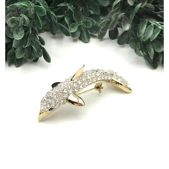 Dolphin Crystal Rhinestone Brooch Pin Jewelry Elegant Accessory - Picture 13 of 15